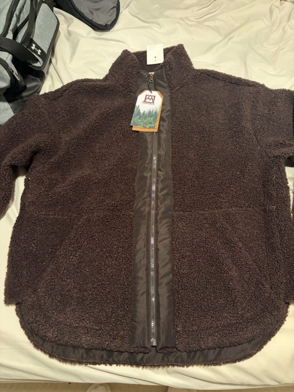Women's Teddy Jacket - Brown Plush Zip Front